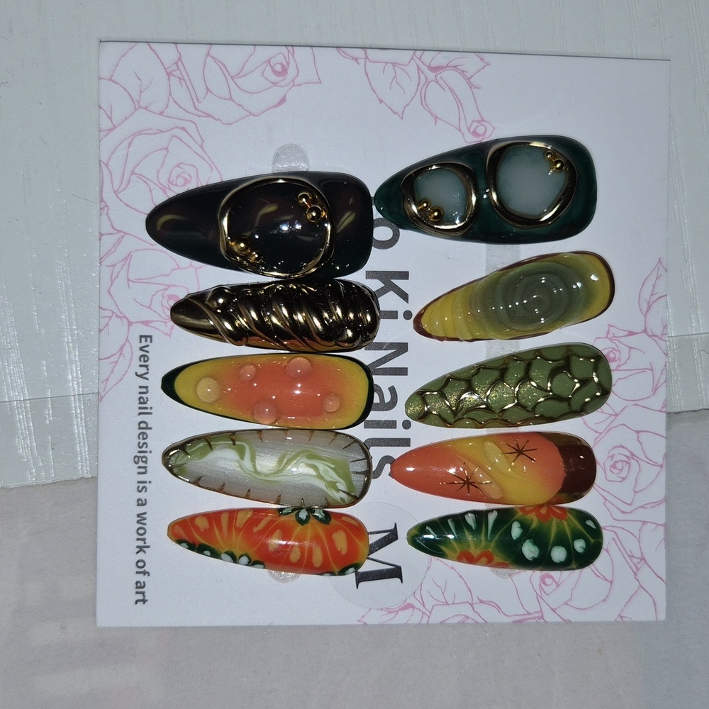 Vibrant Autumn inspired press on nails